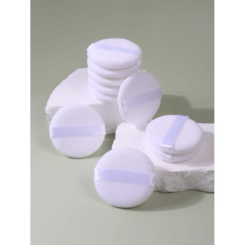 10-20Pcs Portable and Practical High-Grade White Round Powder Puff for Base and Fixing Makeup