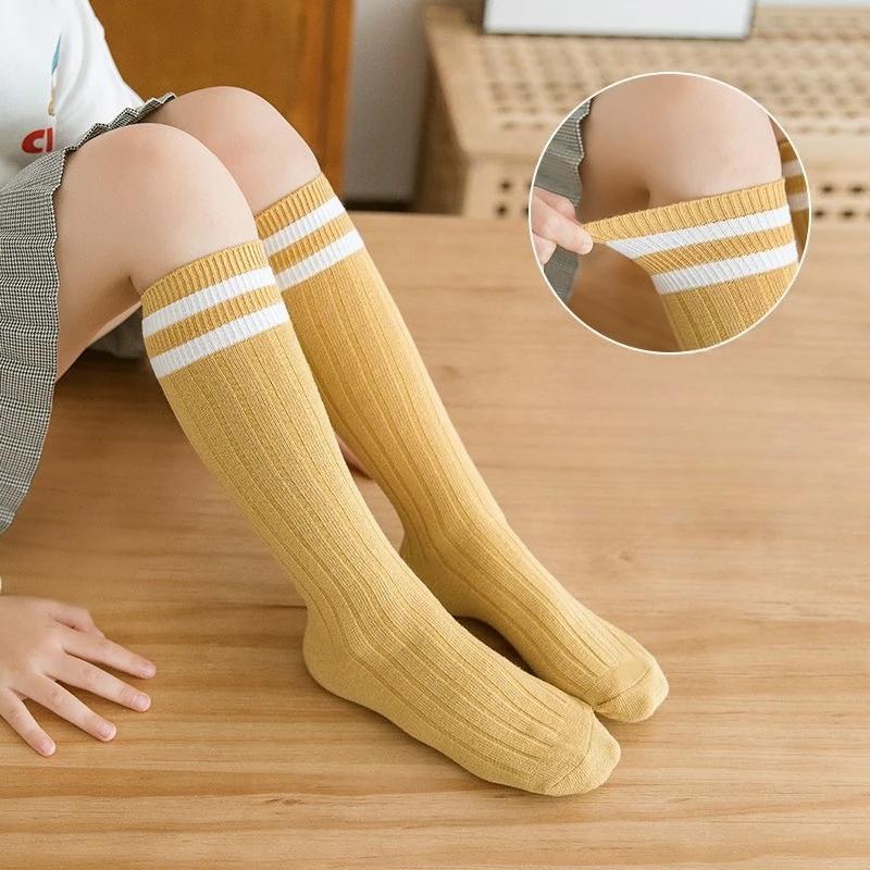 

1 Pair Solid Color Striped Boys Girls Socks Korean Fashion Cotton Calf Socks Children Spring Autumn Warm Cotton School Socks New