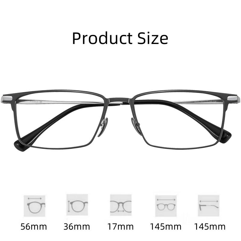 FIRADA Fashion Comfortable Glasses Vintage Square Pure Titanium Eyewear Business Prescription Eyeglasses Frame For Men 8003-C