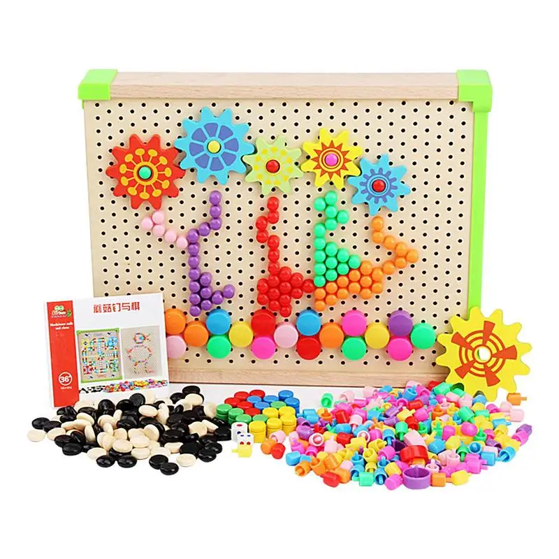 Color Pegboard Toy Funny Building Bricks Pegboard Jigsaw Puzzle Develop Imagination Pre-Kindergarten Fine Motor Skills Toys For