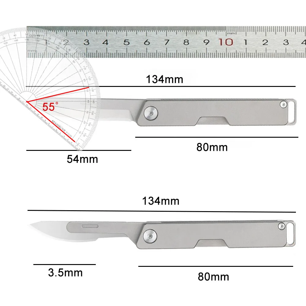 Small Titanium Pocket Knife For Men EDC Self Defense Gadgets Keychain Mini Box Cutter Sharp Useful Folding Survival Tiny Knives