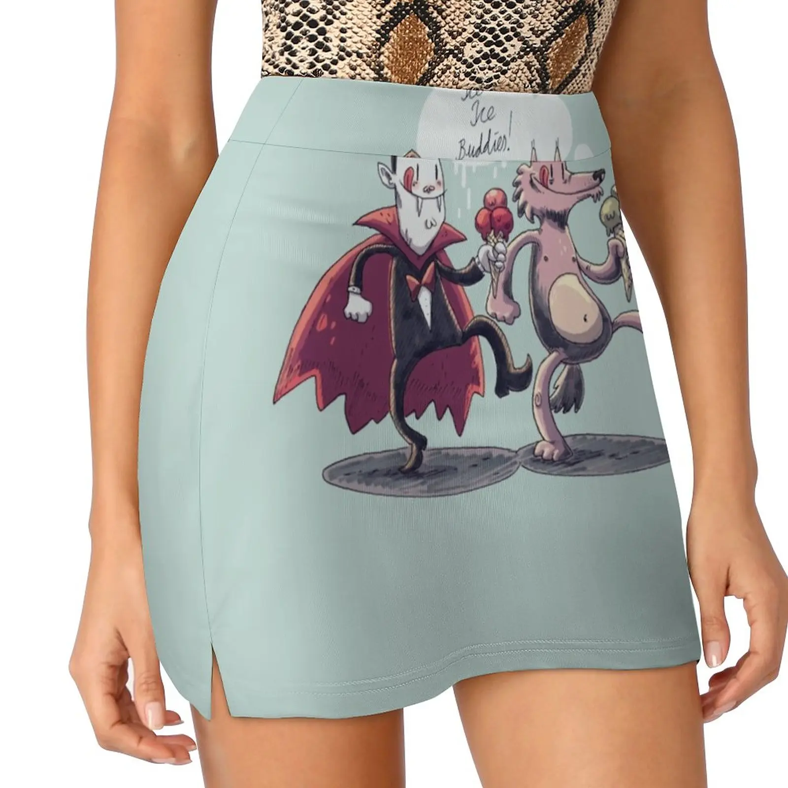 Ice Buddies Women's skirt With Hide Pocket Tennis Skirt Golf Skirts Badminton Skirts Running skirts Monster Vampire Wolf