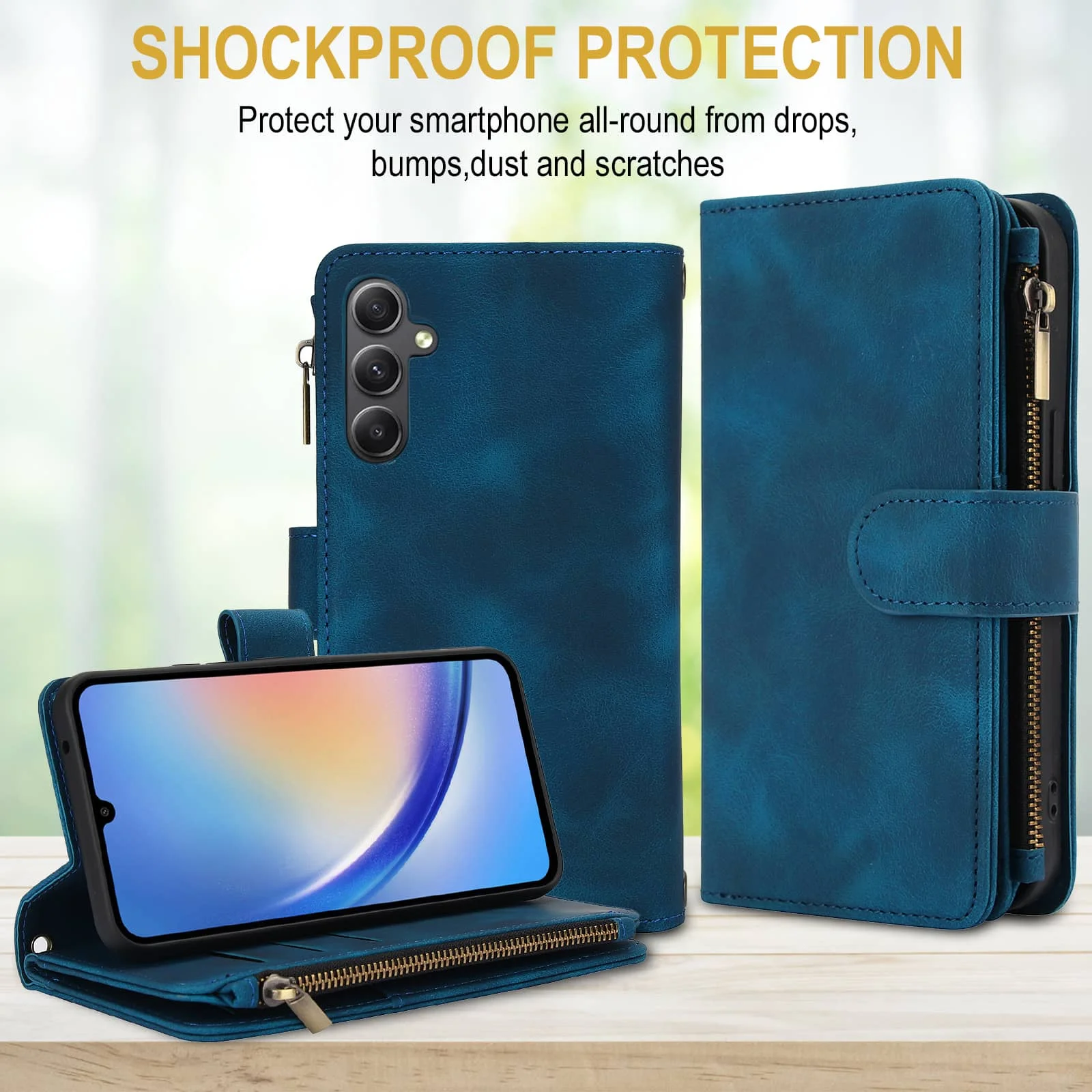 Dla Samsung Galaxy A35/A34/A25/A24/A73/A72/A55/A54/A53/A52/A15/A14 etui portfel, wytrzymała skórzana klamra magnetyczna z klapką na karty — zdjęcie produktu 6