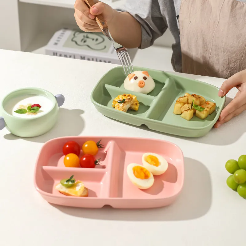 LMM breakfast grid plate, one-person tableware, high-value ceramic sharing plate