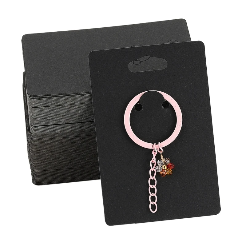 50Pcs Keychain Display Card Hanging-Keychain Packaging Selling Card Keychain Display Cards Brown Paper Jewelry Cards