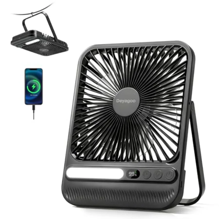 

Travel Fan7-Inch Camping Fan Rechargeable Fan 28H 10000mAh Ultra-Thin Quiet USB Desk Fan with Timer and LED Display for Bedroom