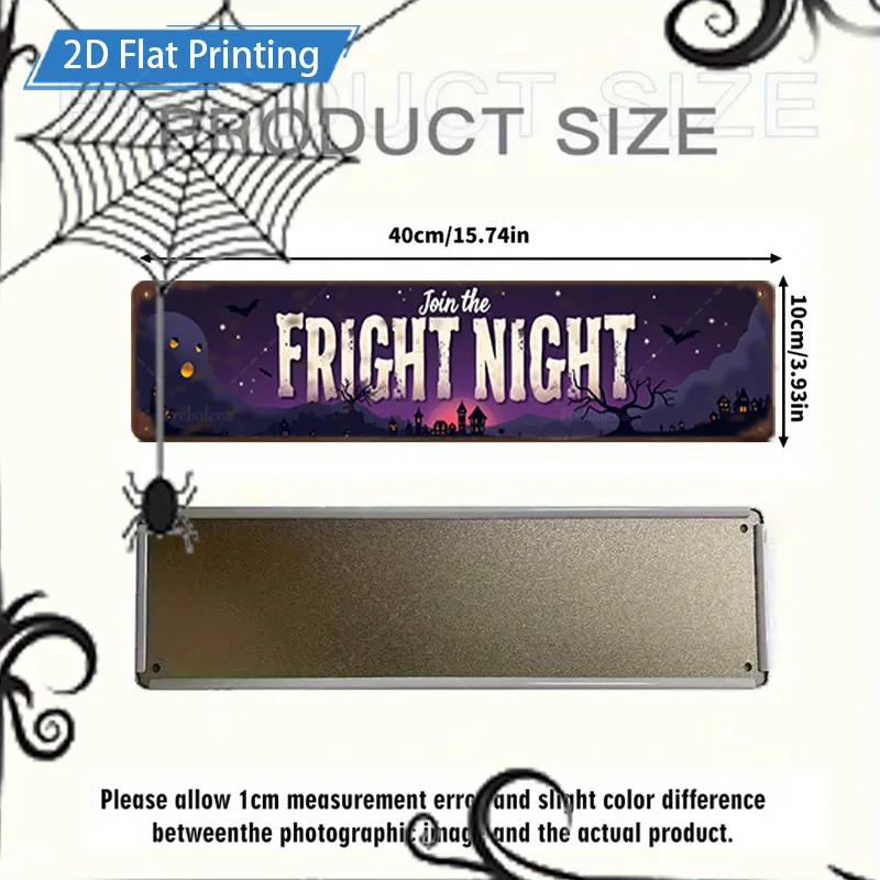 قطعة واحدة من لافتة معدنية، لافتة ليلية خفافة للهالوين مقاس 4 × 16 بوصة - ديكور خفاش اليقطين المخيف لحفلة المنزل المسكون
