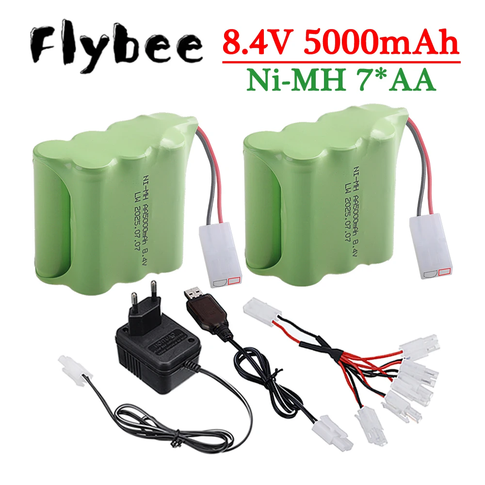 8.4V 5000mah 1400mAh NI-MH Battery with Charger Sets For RC Car Trucks Robots Tanks Guns Boats Aa 8.4v Rechargeable Battery Pack