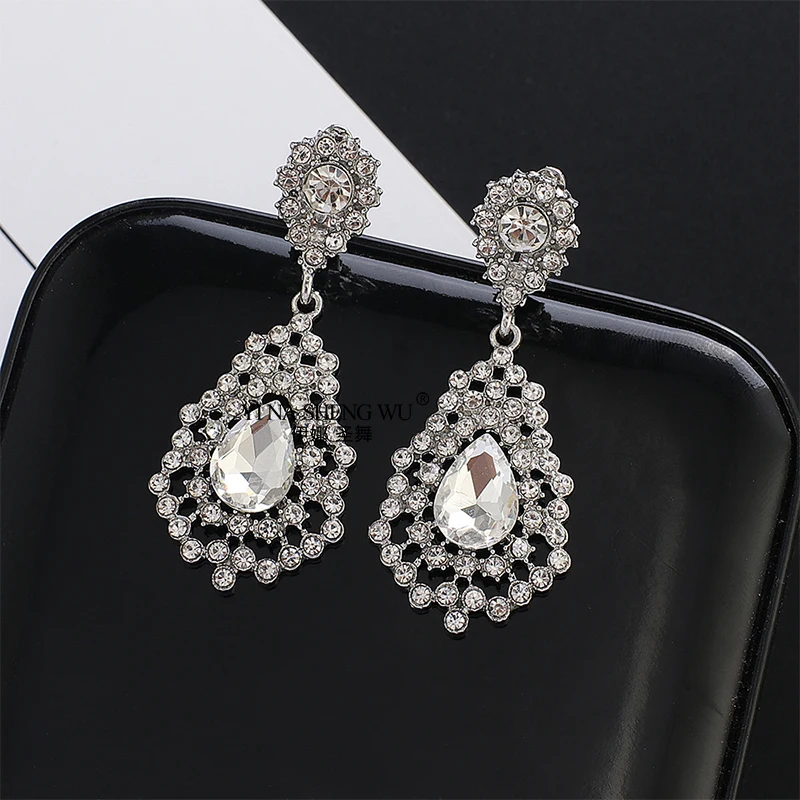 Boucles d'oreilles pour danse du ventre, manuel, cloutées en diamant, accessoires de Performance pour adultes, strass assortis, 6x2.5CM