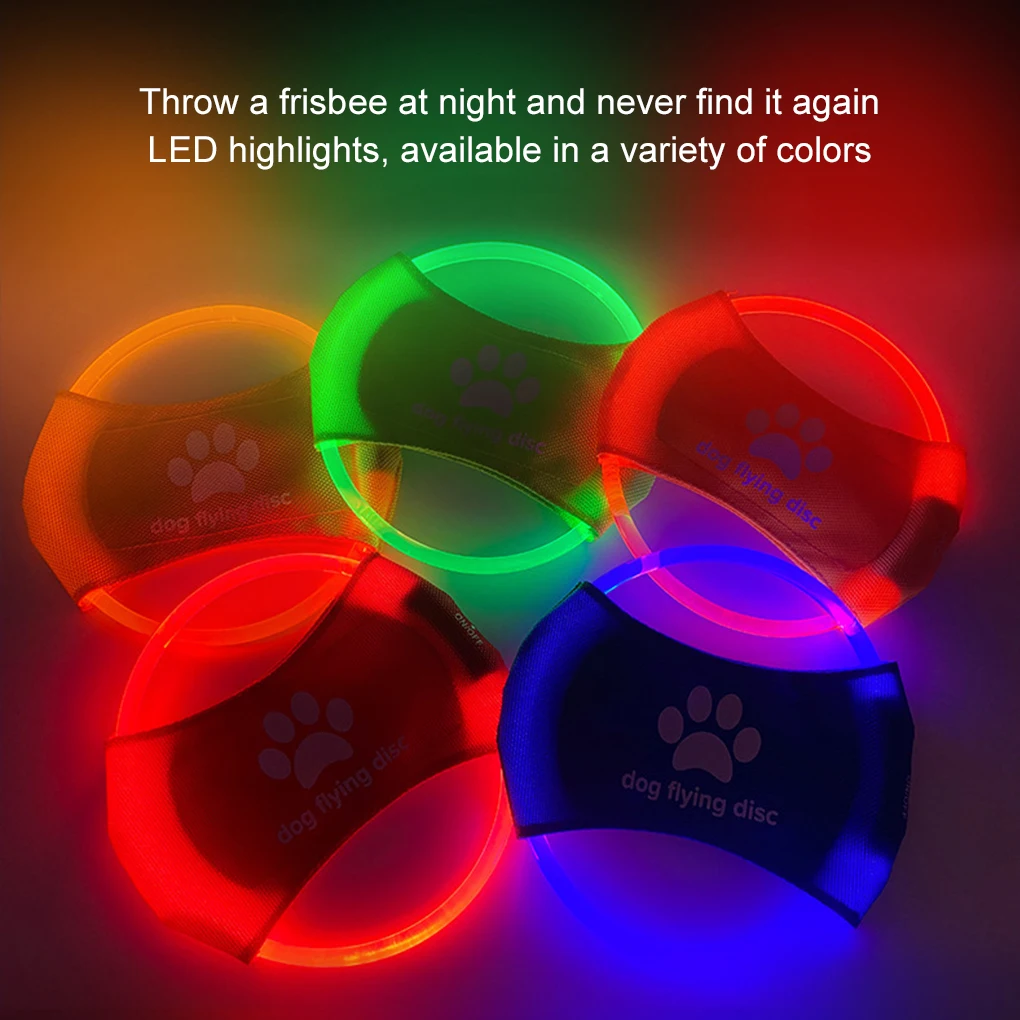 الكلب تحلق أقراص لعبة الكلب كلب الملحقات لعبة أقراص الطيران ضوء متوهجة LED مضيئة التدريب اللعب التفاعلية