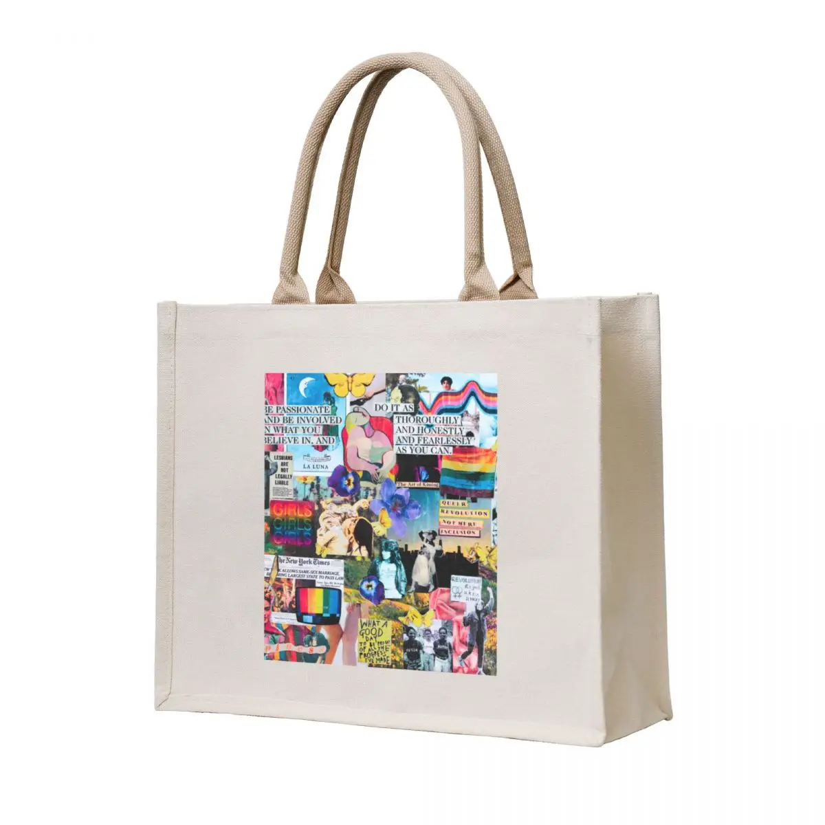 sapphic pride print Tote Bag custom fabric bag shopping bags foldable Big bag women