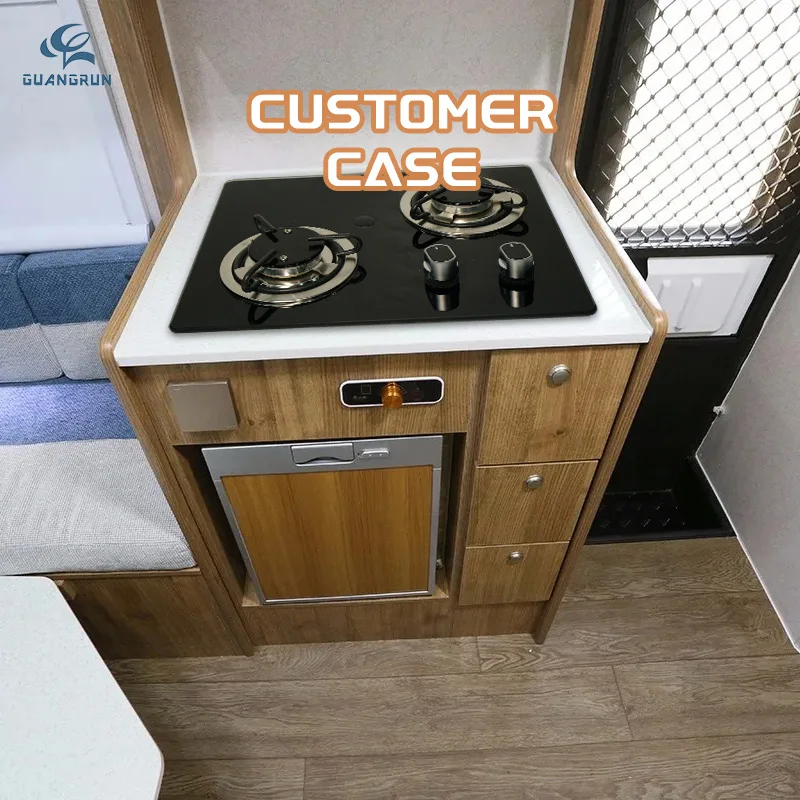 Small Two-Burner Gas Stove Cooktop 380*300*70mm Glass Design For RV Motorhome Caravan Campervan Boat Yacht
