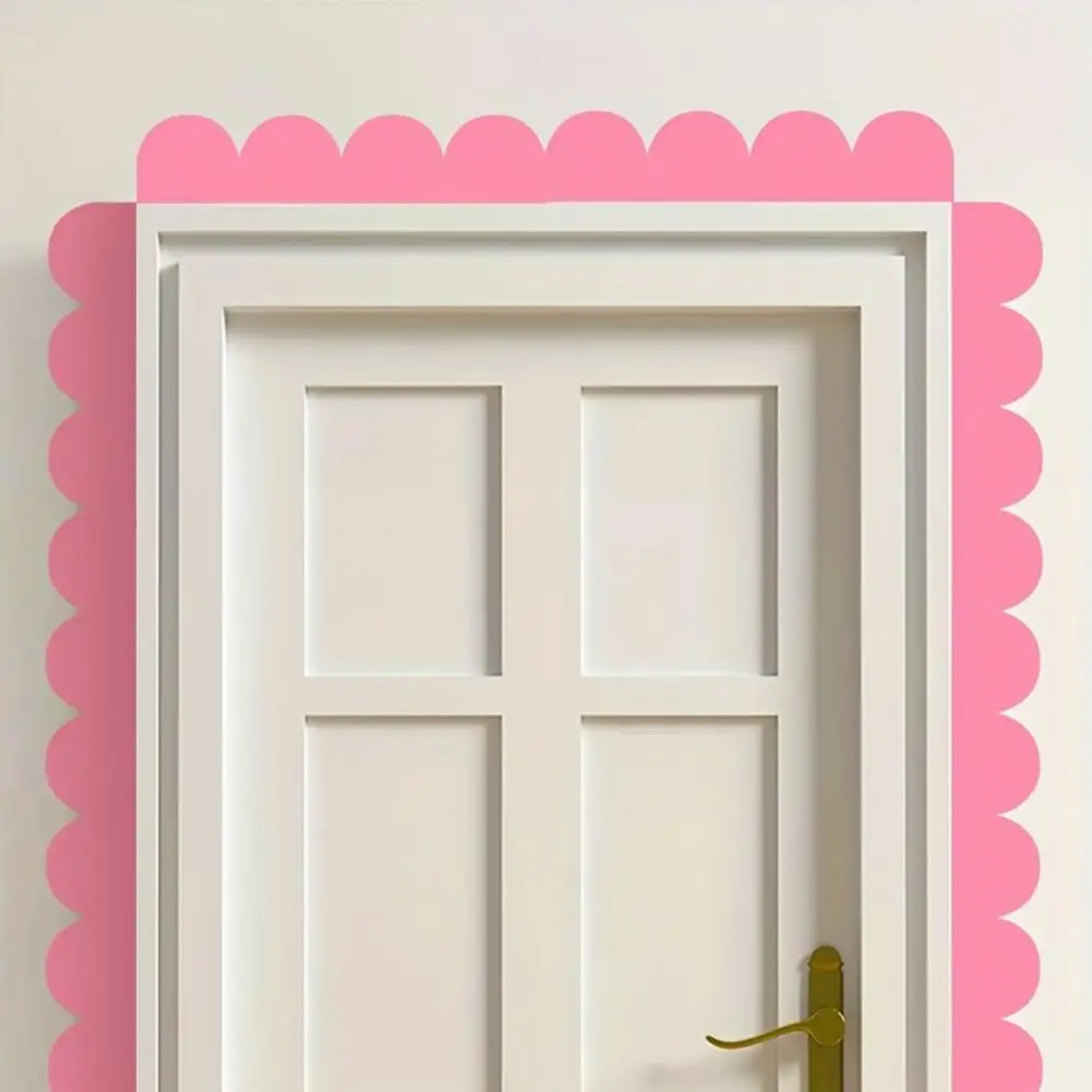 Adhesive Door Frame Decor 2pcs Scalloped Wood Border Trim Decorative Wall Accent Strips Adhesive Diy Cabinet Shelf Window Frame