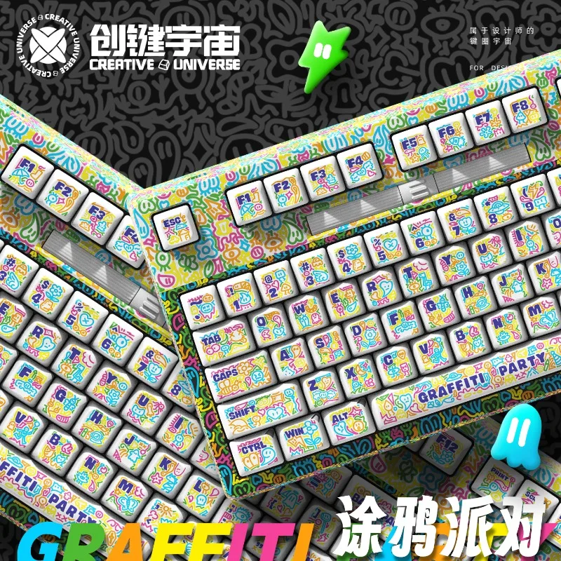 

Graffiti Party Keycaps Cherry Profile PBT Keycap 133 Key Dye-Sub Custom Gaming Key Caps Mechanical Keyboard Accessories