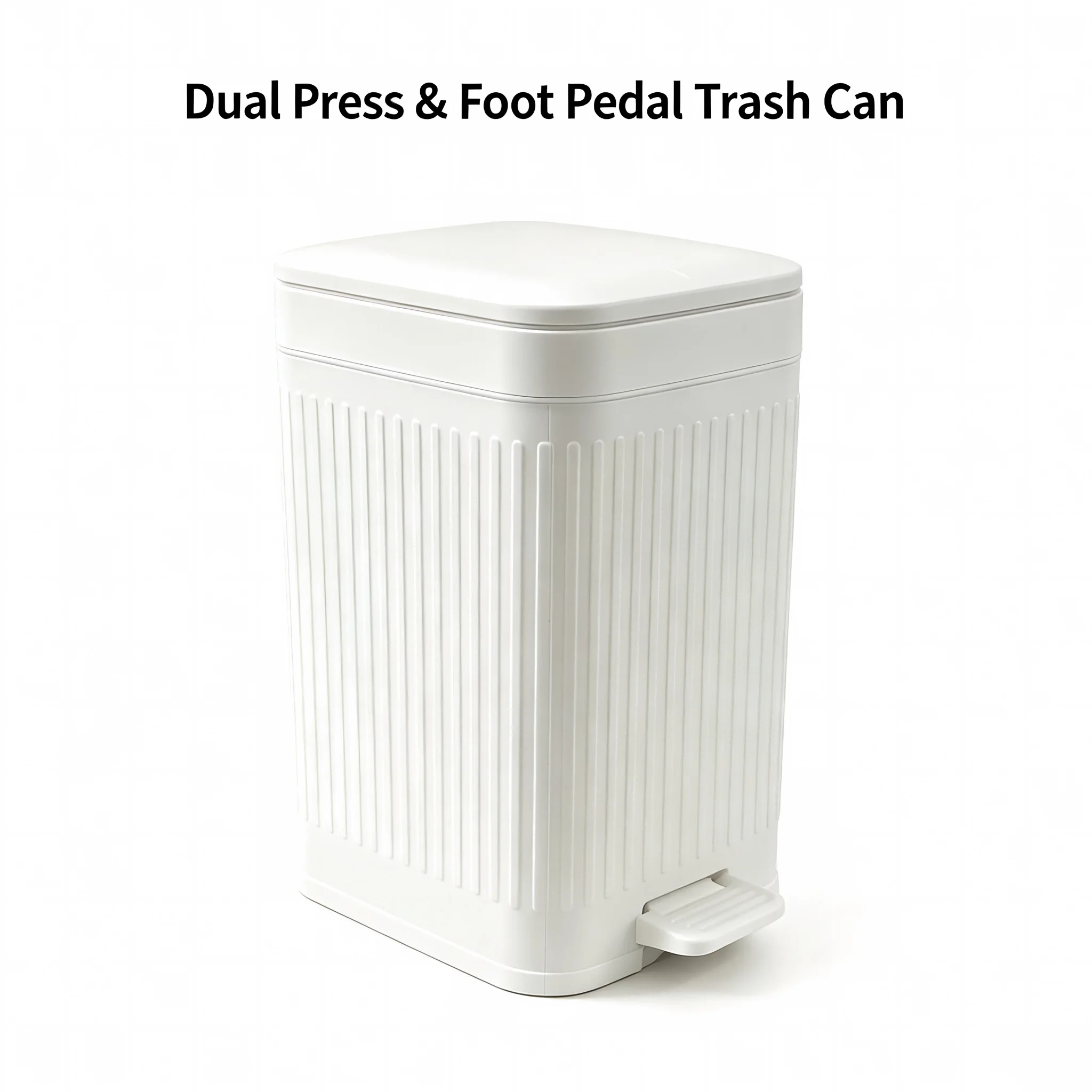 Indoor Pedal Trash Bin with Lid, Modern Fluted Design Waste Basket for Bathroom, Kitchen and Living Room