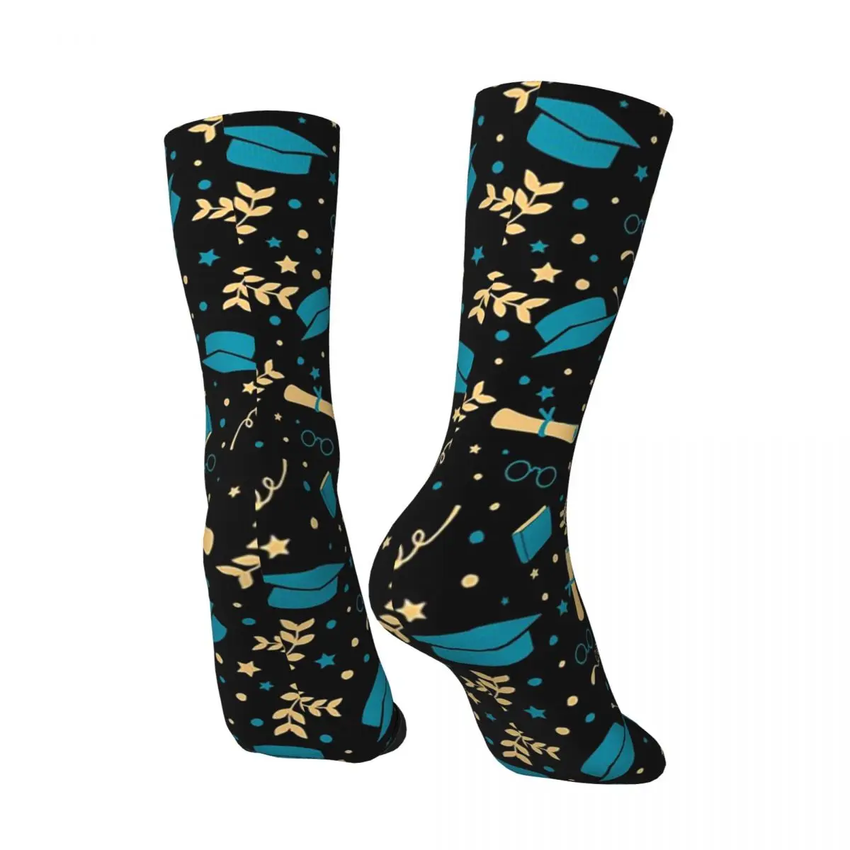 All Seasons Graduation Theme Element Pattern Socks Harajuku Crew Socks Fashion Stockings for Men Women Valentine's Day Gifts
