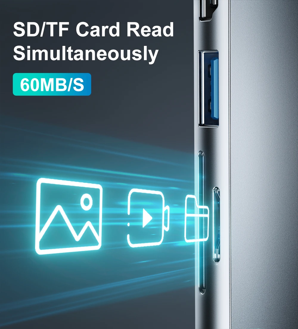 Portable USB Hub Docking Station, Multi-Hub Dock, Várias Portas, Extensor USB Portátil para Laptop, Macbook, PC