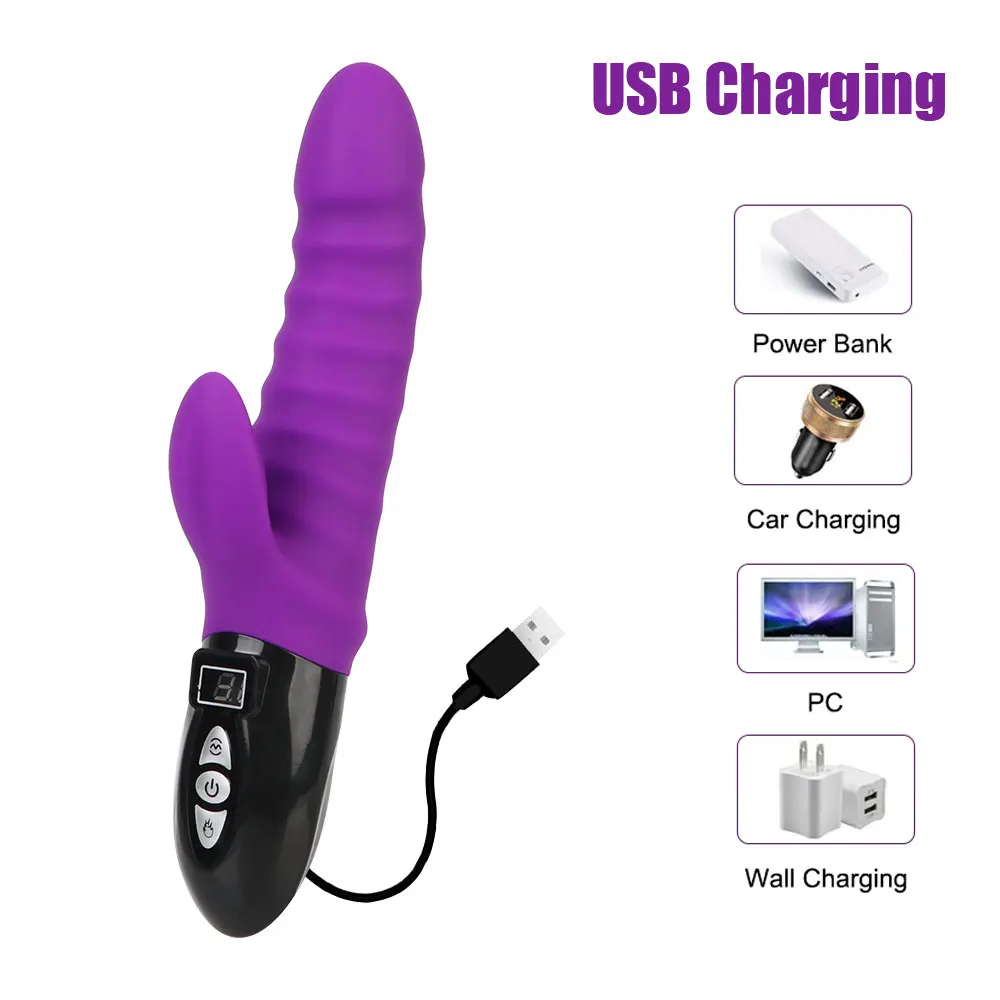 23cm Big LCD Digital Rabbit Vibrator For Women Clit Nipple Stimulator Vaginal Anal Plug Heated Dildo Female Masturbator Sex Toys