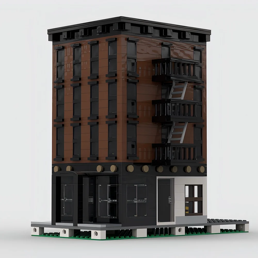 Street View Model MOC Building Bricks New York Apartment House Modular Technology Gifts Holiday Assemble Children Toys Suit