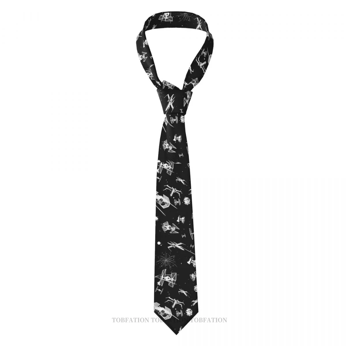 Corbata con estampado de batalla de nave espacial, corbata de cuello Unisex informal, decoración de camisa, corbata delgada a rayas estrechas