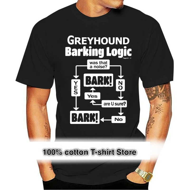 Men Short sleeve tshirt Greyhound Barking Logic T Shirt Women t-shirt