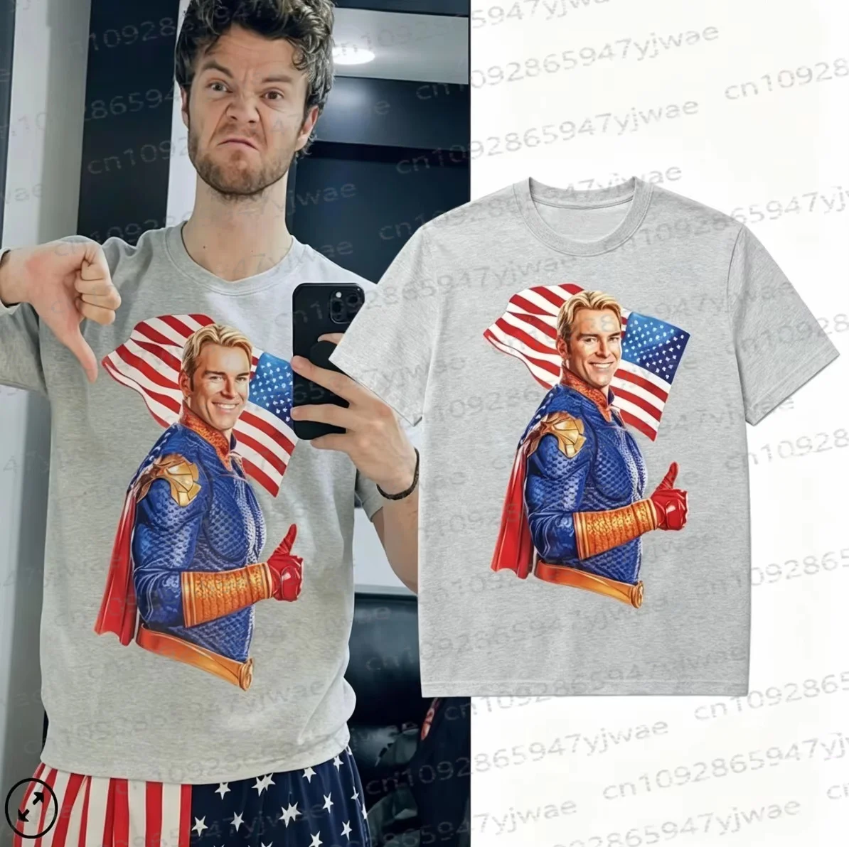 

American TV The Boys Homelander Graphic Cotton Tee Summer Streetwear Y2k Short Sleeve Fashion Casual Vintage Parent-child Tshirt