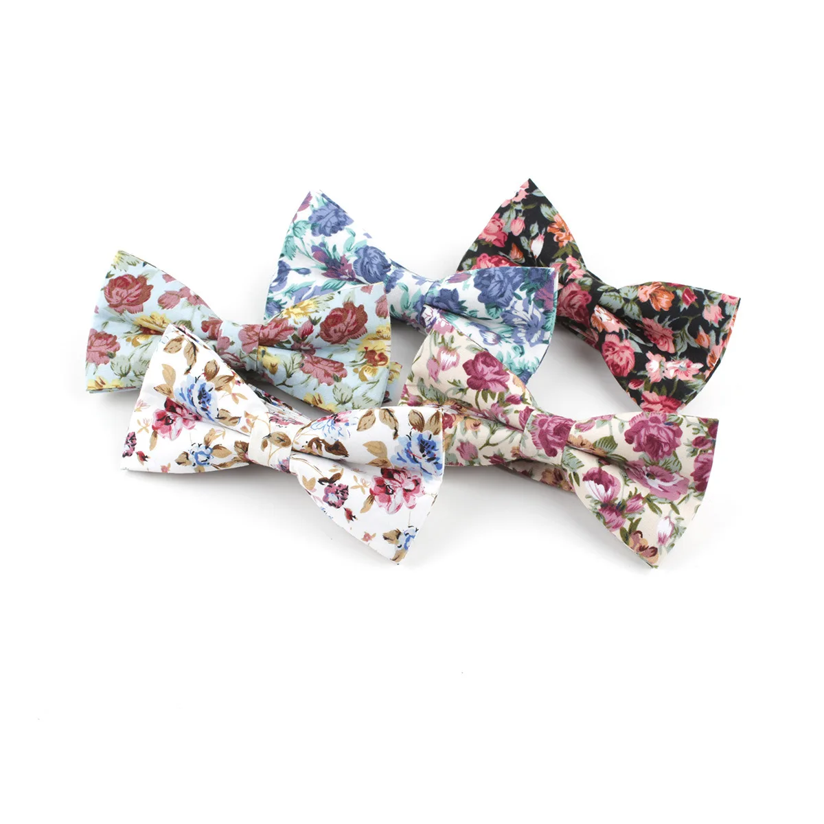 Men Cotton Floral Print Bow Tie Vintage Flower Pattern Neck Bow Casual Suit Accessory for Wedding Party Daily Wear