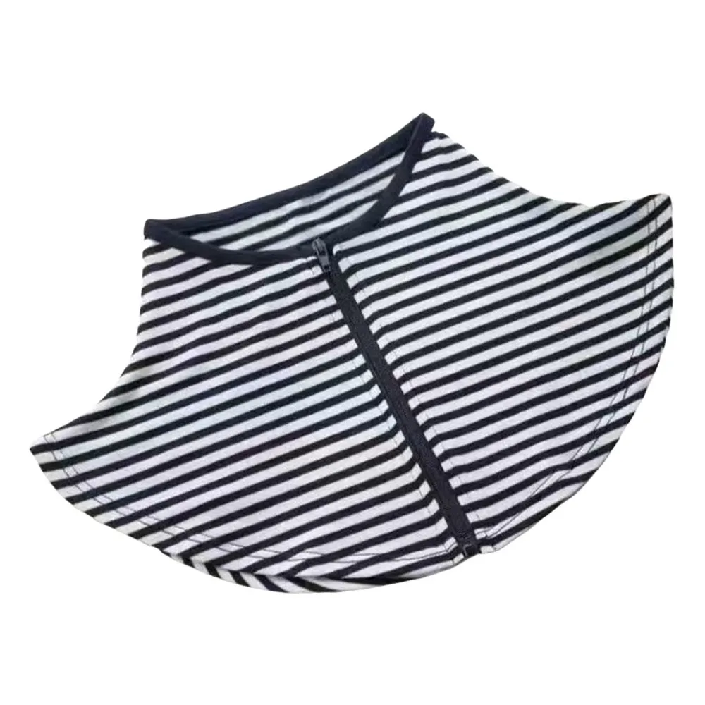 

New Zippered Fake Collar Thin Striped Neck Collar Sun Protection False Collar Shawl