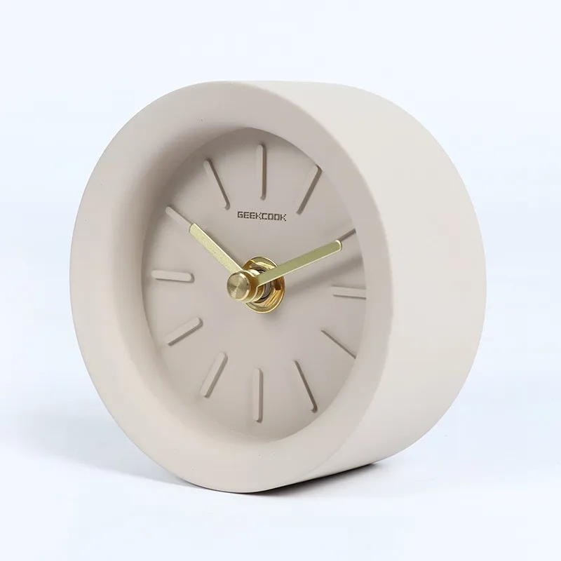 Industrial Style Table Clock Personalize Modern Brief Fair-Faced Concrete Desk Clock Decor Office Home Study Living Room Bedroom