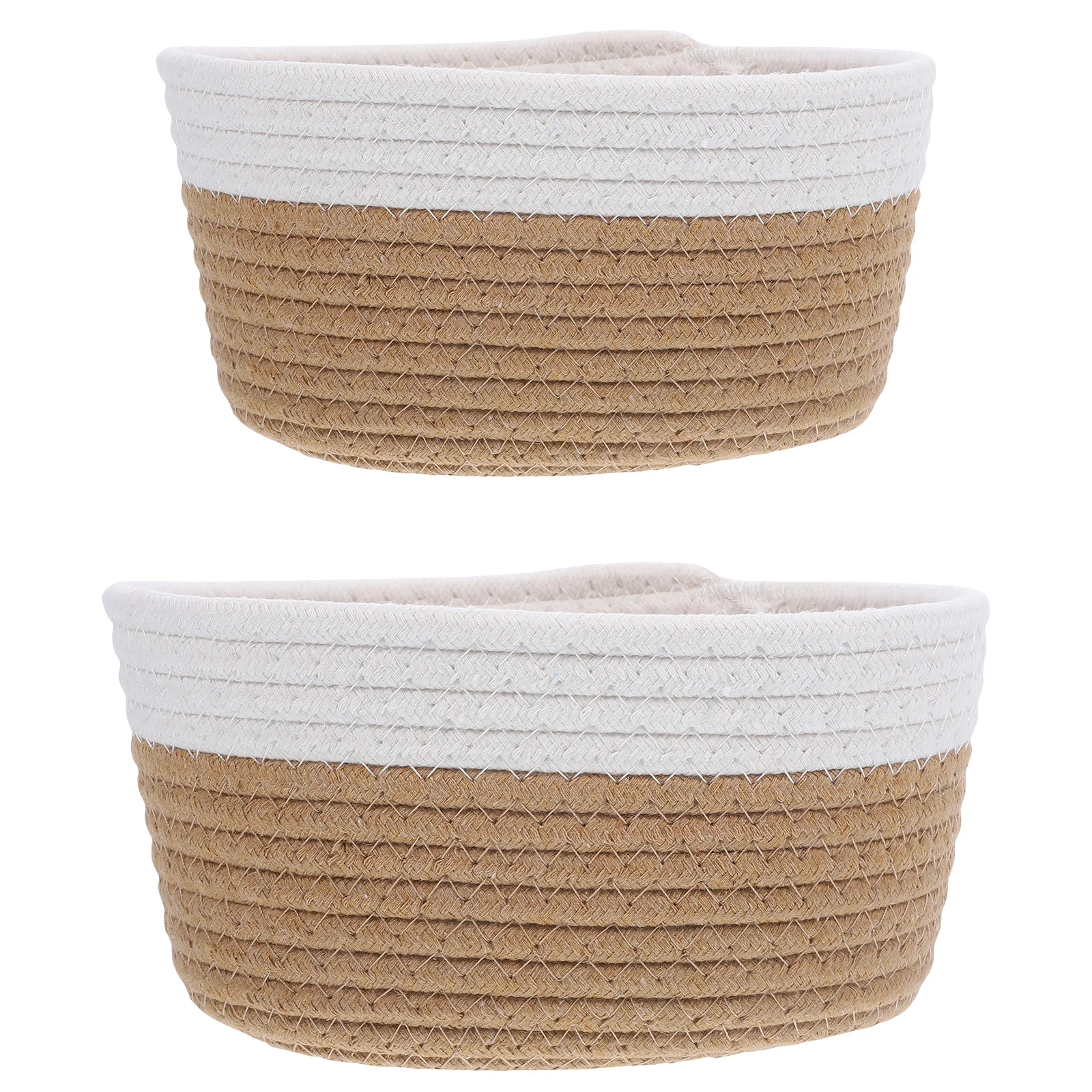 

2pcs Cotton Rope Woven Storage Basket 12.5Cm Desktop Organizer For Snacks Cosmetics Sundries Home Bedroom Decor Basket