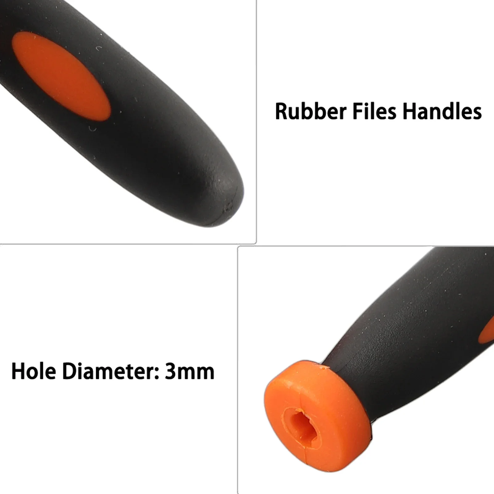 Rubber Files Handles Handles File Home Replacements Rubber Smooth 2.36Inch Accessories Black+Orange High Quality