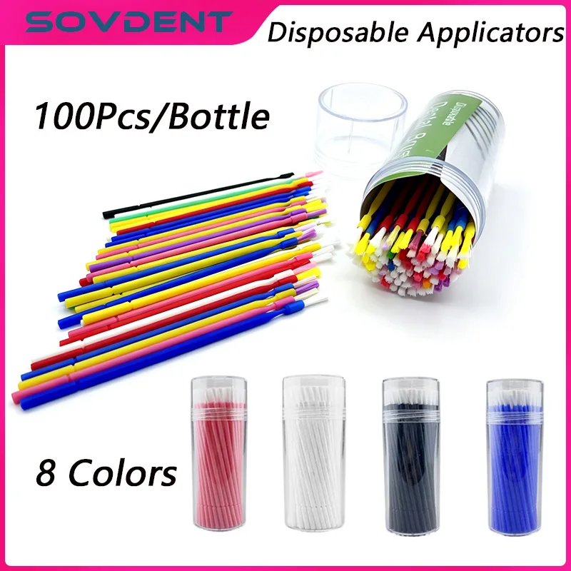 100pcs/Box Dental Long Micro Applicators Disposable Bendable Long Micro Brush  Teeth WhiteningExtension Tool Dentist Materials