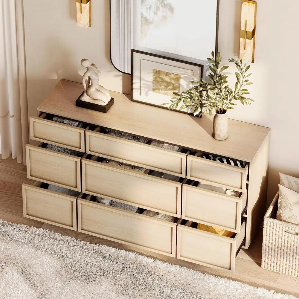 Durable T-Leg Wooden Chest for Bedroom, Hallway, and Living Room in Light Oak Finish