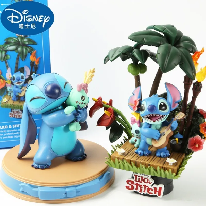 Hot Disney 11-18cm Lilo & Stitch Scrump Figure Dolls And Holiday Time D-select 004 Cartoon Decoration Pvc Cute Model Toys Gift