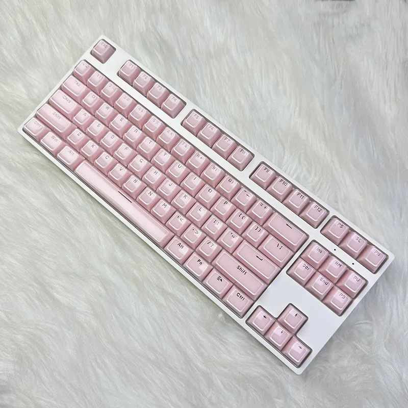 Jelly powder keycap 0EM height small full set 136 key PC transparent magnetic axis keyboard