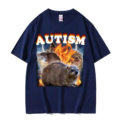 Imagen 2 del producto Camiseta divertida con autismo Hyrax Meme, ropa para hombre, camiseta Vintage de moda Hip Hop, camiseta Unisex de manga corta de algodón de alta calidad