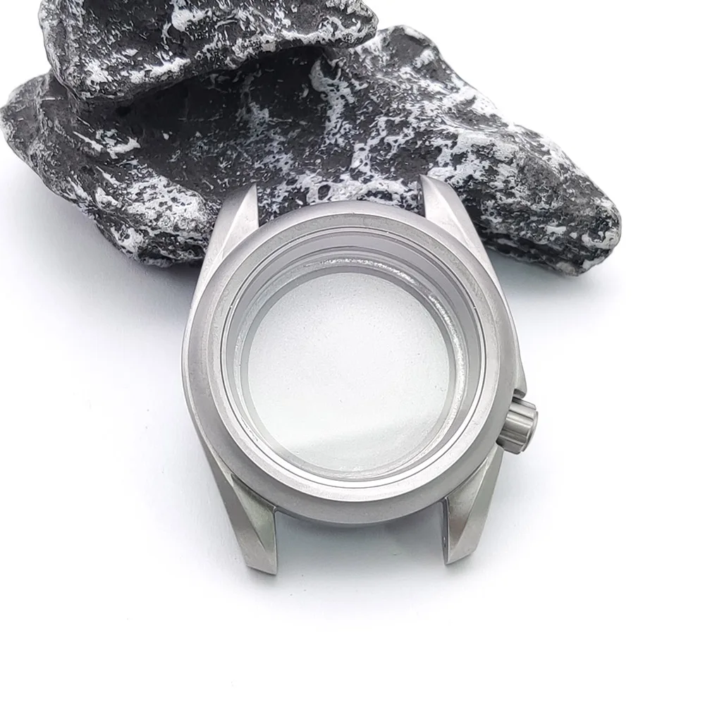 PARNSRPE Cassa per orologio argento opaco 41mm NH35 Impermeabile adatto NH35 NH36 Movimento meccanico automatico Vetro zaffiro