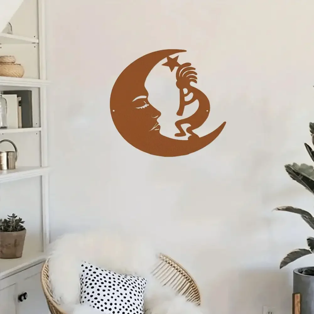 1pc Modern Moon Metal Wall Sign. Exquisite workmanship brightens walls, fits various spaces perfectly.