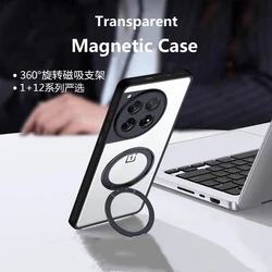 Magnetic Case For OnePlus 13 12 11 R ACE 3 ACE2 Pro 5G Case Ring Stand Transparent Back Cover For OnePlus12 Phone Protect Shell