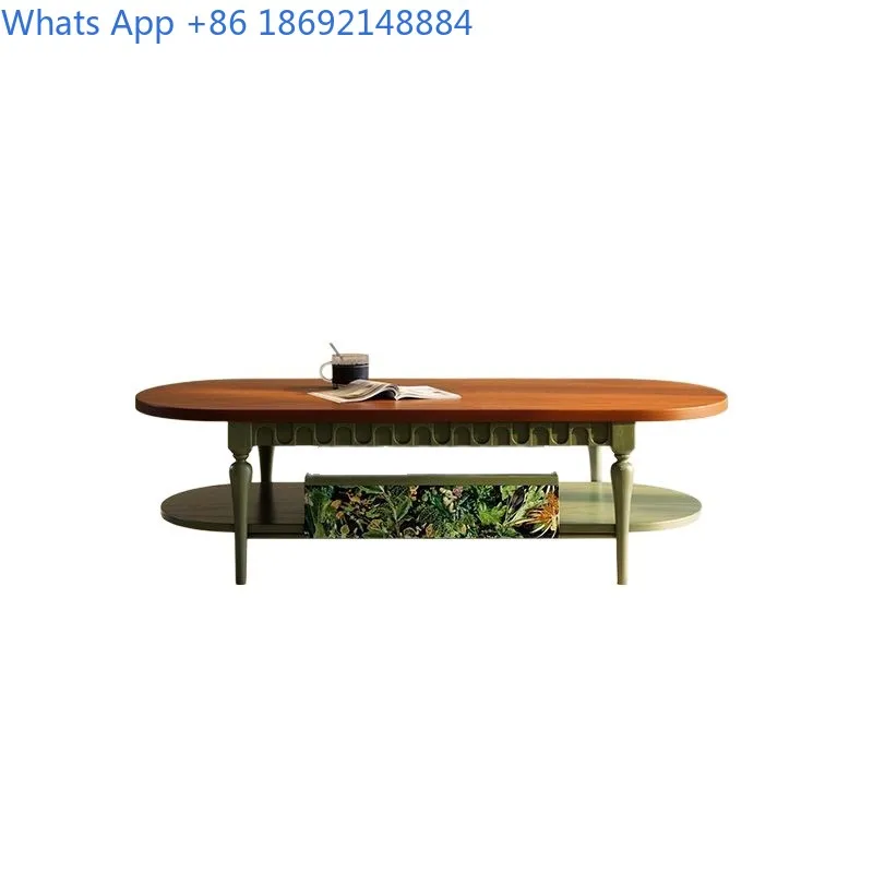 Solid Wood Coffee Table French Vintage Style for Small Living Room Mid Century Modern Design Ash Wood Table