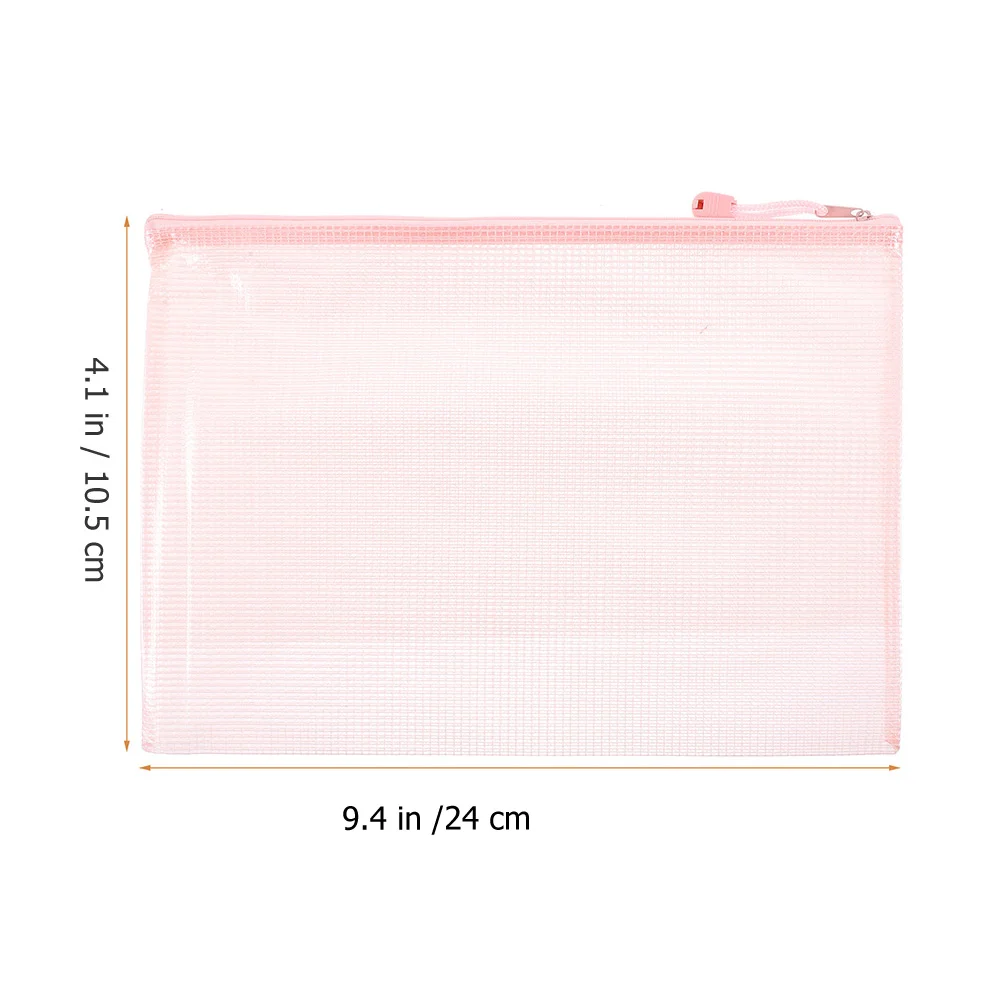 Mesh Zipper Pouch Bags para documentos de escritório, Organização e Armazenamento, Durável e Prático, Zipper Pouches, 5pcs