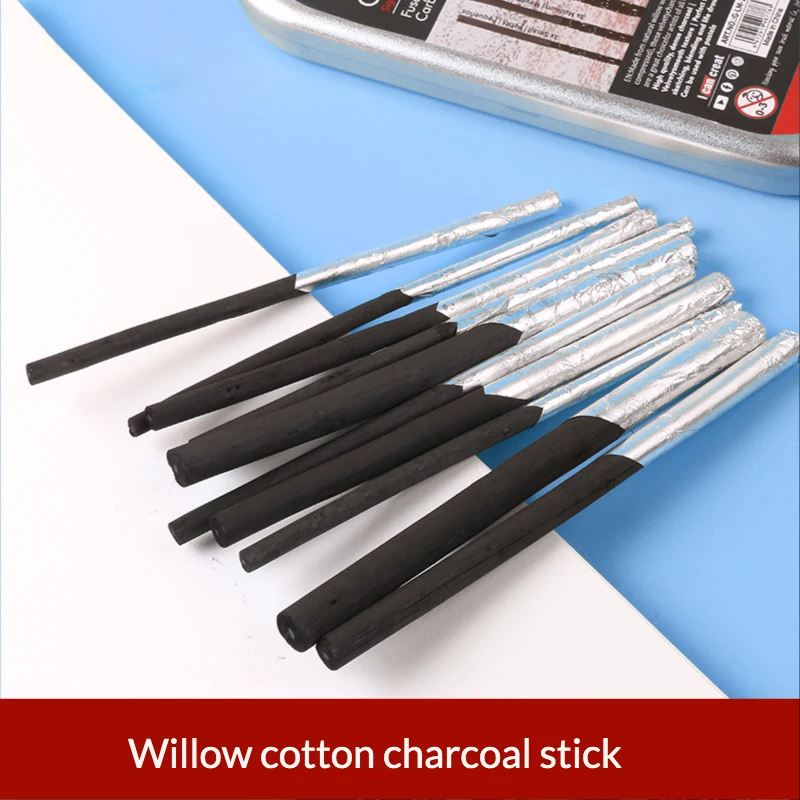 10 pcs sketch carbon sticks charcoal drawing tools easy to color not easy  break art painting Wood willow cotton carbon strip