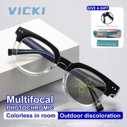 VICKI Retro Men's Progressive Multifocal Reading Glasses Anti Blue Light Glasses For Look Far And Near Vision Glasses Men 2120