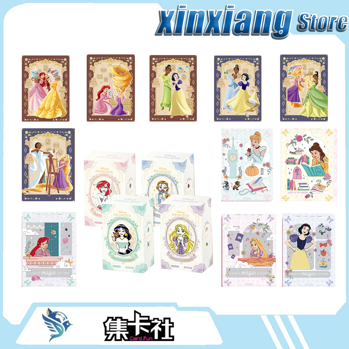 Tarjetas Coleccionables de Princesas Disney de Card.Fun: Blancanieves, Bella, Cenicienta, Rapunzel, Sirenita, Ariel, Jazmín, Princesa Tiana