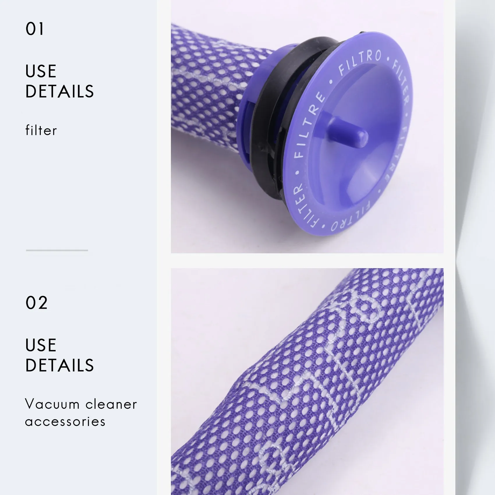 A61T-1 فلتر مسبق ومجموعة فلتر HEPA لمكنسة دايسون V6 المطلقة اللاسلكية. يستبدل الجزء # 965661 -01 و 966741 -01