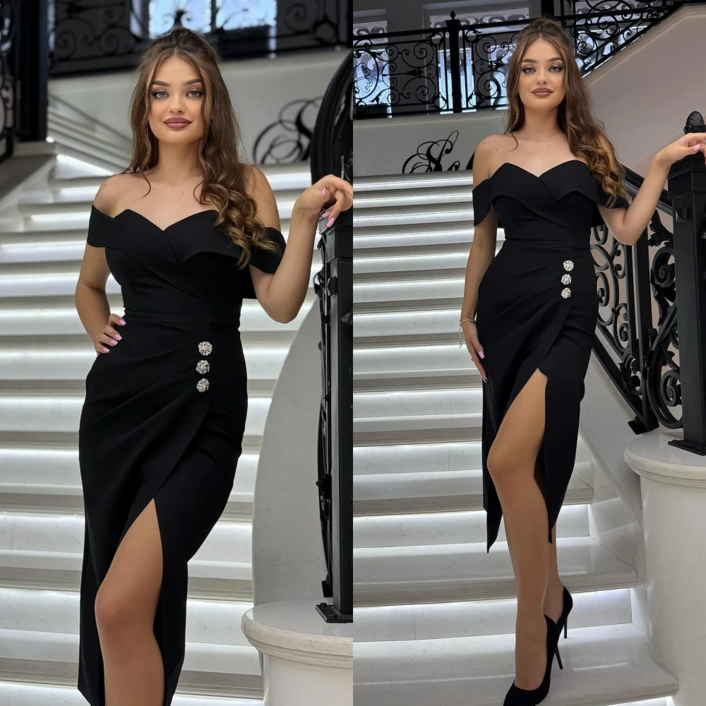 Aangepaste rechte boothals elegante formele avondjurk moderne temperament beroemdheidsjurken hoge kwaliteit mode feestjurk