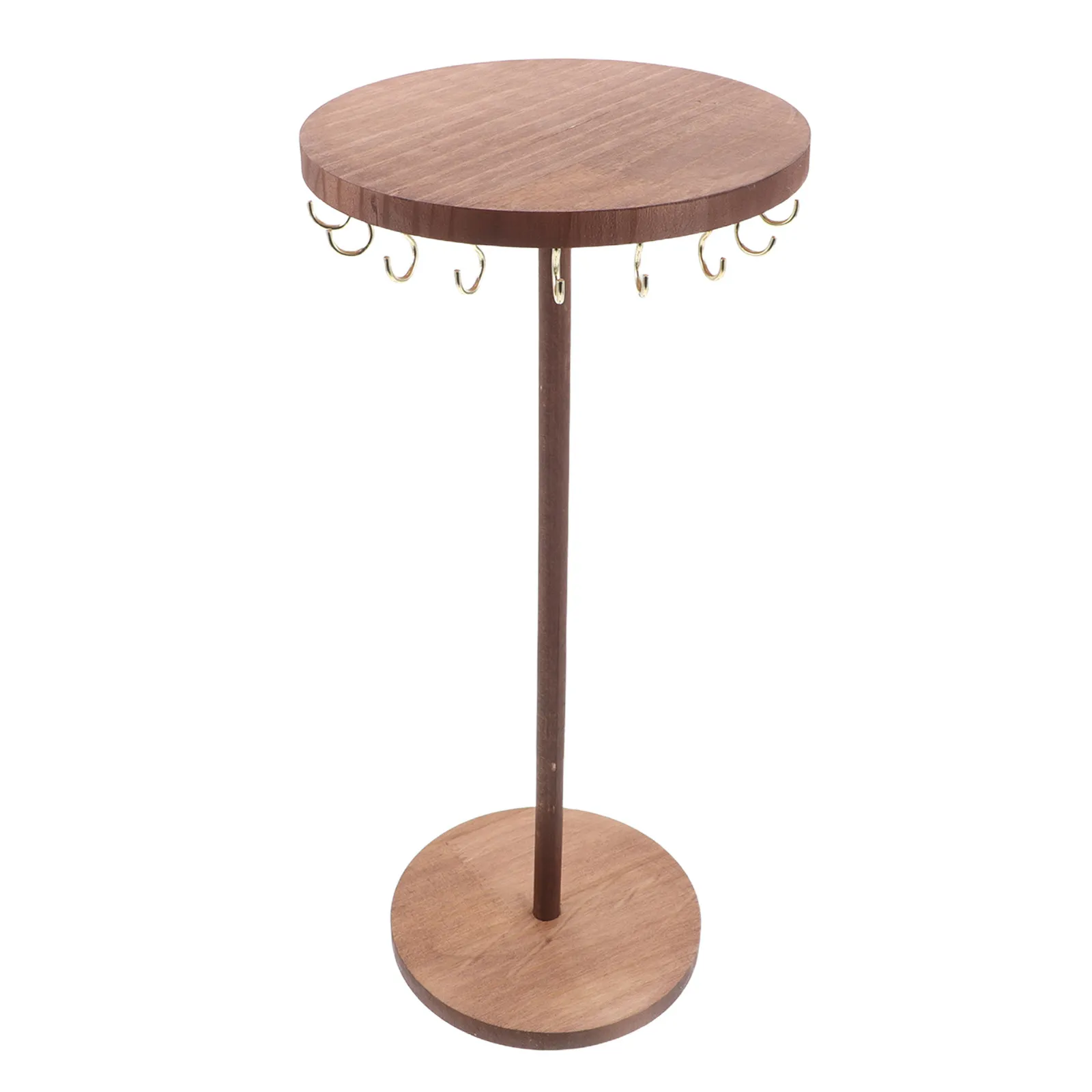 

Solid Wood Necklace Holder Round Disk Hook Jewelry Display Stand Organizer for Tabletop Market Pendant Bracelet Keychain Rack