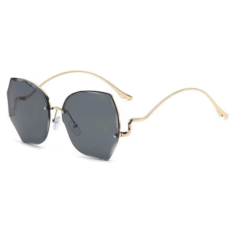 2024 Luxury Round Gradient Sunglasses Women Metal Curved Eyewear Ocean Rimless Fashion Sun Glasses Ladies UV400 Oculos De Sol image 5