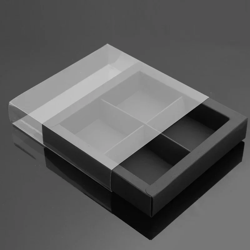 10Pcs 4/9 Grids Chocolate Macarons Mooncakes Packaging Box PVC Transparent Window Gift Box For Wedding Christmas Birthday Party