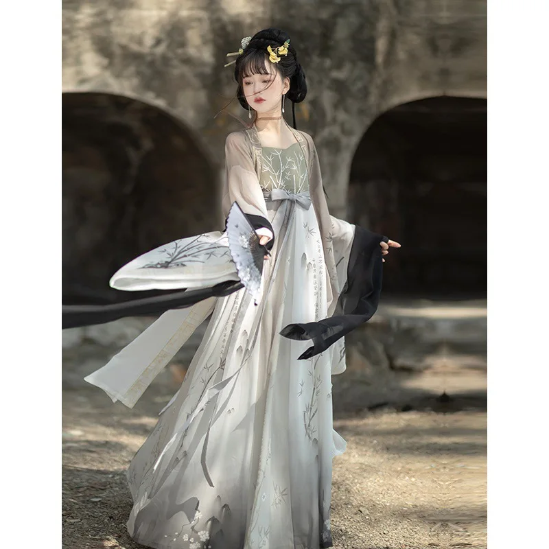 YF64 Hanfu Female New Original Bamboo Shadow Spring and Summer Improved Suit Chinese Wind Super Fairy Daily Wear